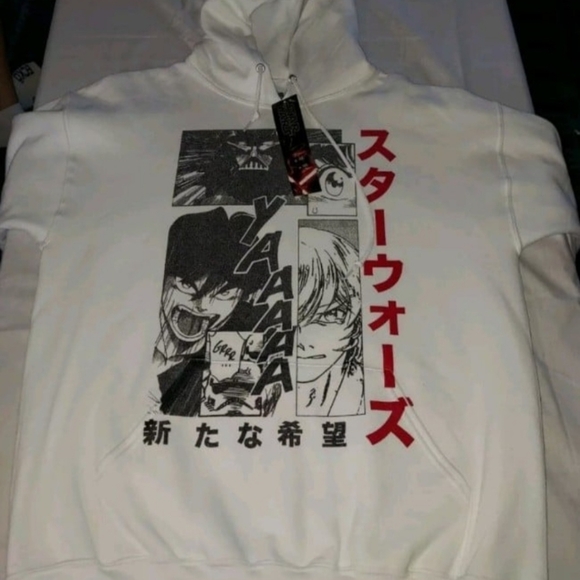 Star Wars V Fifth Sun Japanese White Graphic Print Hoodie Size Large Unisex - Picture 2 of 6
